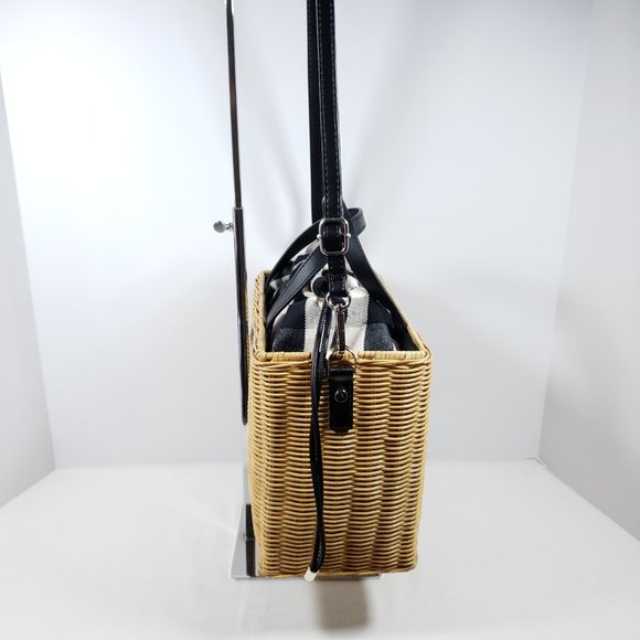 Kate Spade Sam Gingham Wicker Satchel - Picture 4 of 8